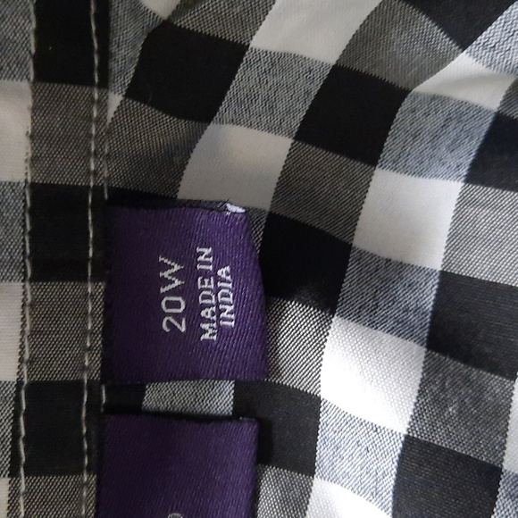 Roman's Short Sleeve Black and White Gingham Plaid Button Up Blouse Size 20 - Picture 4 of 8